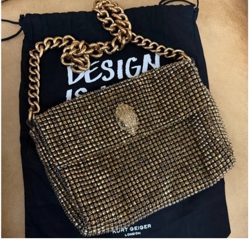 Kurt Geiger London Gold Crossbody Bag With Dustcover - Picture 8 of 16